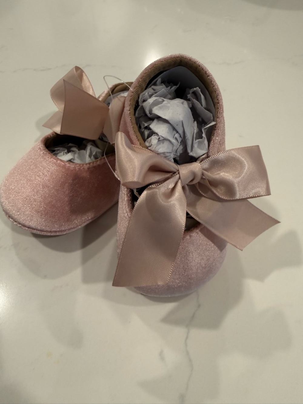 Baby Girls Pink Velvet Ribbon Mary Janes - Picture 4 of 4